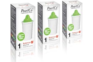 PearlCo Alkaline Classic - per Acqua alcalina - Confezione 3 filtri per Aqua (Compatibile Brita® Classic)