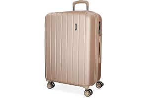 Movom Wood Valise Moyenne Beige 44,50x65x27,5 cms Rigide ABS Serrure TSA 68L 3,8Kgs 4 roues doubles Extensible