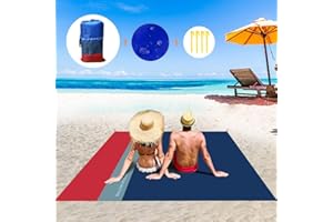 BALCONY & FALCON Tapis de Plage 210 x 200 cm Couverture de Pique-Nique Camping Imperméable et Anti-Sable avec 4 Piquets de Tente pour Barbecue Plage et Pique-Nique