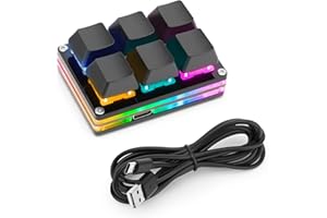 Ecarke Black OSU Keypad 6 Key Gaming Keyboard, USB Mini 6 Key Keypad Mechanical Gaming PC Keyboards Programming Macro with Software OSU HID Standard Keyboard（Upgrade Cherry Shaft & RGB LED）