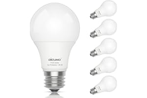 DiCUNO Lampa LED E27 9 W, ciepła biel 3000 K, zastępuje żarówkę 60 W, 806 lm, CRI 98 pełne spektrum, bez niebieskiego światła, kształt tłoka A60, kąt świecenia 220°, seria ProOE, bez migotania, bez