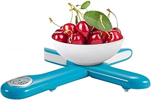 CAMRY Waga kuchenna, podróżna waga spożywcza, cyfrowa składana waga, przenośna waga kuchenna 5 kg z funkcją tary, stylowy okrągły ekran LCD, łatwa do przenoszenia (niebieska)