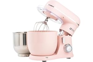 Kitchen in the box Small Stand Mixer, Mini Food Mixer for Baking with Two 3.5L Bowls, Dough Hook, Whisk, Beater, 10 Speed Settings Portable Lightweight for Daily Use (Rose Pink)