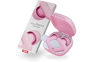 Alpine Silence Ear Plugs for Sleep, Focus & Travel - Comfortable, Travel Essential, Noise Cancelling Earplugs, V-Shape Snug Fit & Soft Oval Tips, 4 Sizes XS/S/M/L, Reusable Ear Plugs - Pink