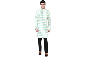 SKAVIJ Herren Baumwolle Tunika Gedruckt beiläufig Kurta