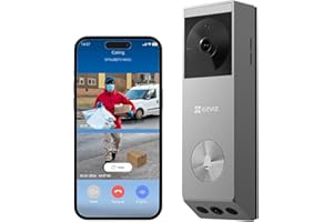 EZVIZ Video Türklingel mit 2K & 1080p Doppelkamera, WLAN Kabellose Türklingel, Personenerkennung, Paketerkennung, Zwei-Wege-Audio und Farbnachtsicht, 32GB eMMC Speicher, EP3x Pro