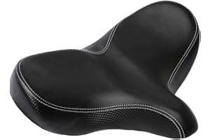 YBEKI Comfortable bicycle Saddle, Spacious Bicycle Seat made of Leather, Soft, Waterproof, Breathable Double Spring Design, Suitable for most Bikes