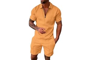Générique Survetement Ensemble Homme Été Manche Courte Sport Deux Pièces Polo Imprimée Tee Shirt Court et Pantalon Ensemble Jogging Tops et Shorts Casual