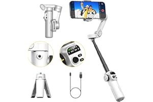 AOCHUAN Gimbal-Stabilisator für iPhone, Handy-Gimbal mit Gesichts-/Objektverfolgung für Vlog-Aufnahme, 3-Achsen-Telefonstabilisator mit 20 cm Verlängerungsstange und OLED-Display für iPhone