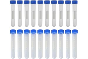 HUAZIZ 20 Piezas Tubos de Centrífuga de Plástico de 10ml fondo redondeado, Tubos de Centrífuga con Tapón de Rosca, Tubo de Ensayo Criogénico con Marcas Graduadas para Laboratorio (Azul)