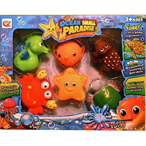 PLAY & EXPLORE Badewannenspielzeug - Kinderspielzeug für Badewanne+Pool+Strand: 6-teilges Qualitäts-Wasser-Spielzeug zum Wasser spritzen, Lern-Spielzeug für Kleinkinder ab 3 Jahren, Spritzspielzeug für die Babybadewanne