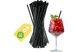 RFD Cannucce nere 13 cm 1000 Pezzi Riutilizzabili in Lignina - Cannucce per alimenti per Bicchieri Bevande Cocktail - NO PLASTICA - Made in Italy