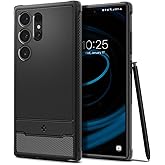 Spigen Galaxy S24 Ultra ile Uyumlu Kılıf Rugged Armor &Uuml;st D&uuml;zey Koruma Siyah Karbon Kapak - ACS07286 (Spigen TR Garantili)