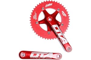 BIKECO Guarnitura per bicicletta a velocità singola, 170 mm, pedivella, 130 BCD, 48 denti, per bici a velocità singola, bicicletta a scatto fisso, bici da pista