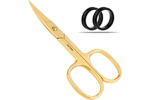 AFTREN Forbici per unghie premium dorate Forbici per cuticole professionali curve Forbici per manicure J2 Acciaio inossidabile per donne Uomini Cesoie per unghie dei piedi 4 pollici