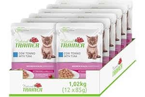 Natural Trainer Kitten & Young Cibo Umido per Gattino con Tonno - 12 Buste x 85 gr - 1020 gr