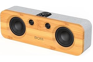 DOSS SoundBox H200 50W Home Bluetooth Speaker with Dual 3.5-Inch Woofers, Two 1-inch Tweeters, 35H Playtime, Sustainable Materials, Ideal White Elephant Gift for Adults, Men, Women, Music Lover-Grey