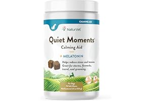 NaturVet Ayuda calmante para Gatos Quiet Moments, Ayuda a Reducir el estrés y Promover la relajación, Ideal para tormentas, Fuegos Artificiales, Viajes y Aseo Personal, 70 masticables