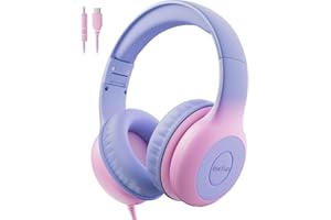 EarFun Kinder Kopfhörer, Kopfhörer Kinder mit USB-C Kabel, 85/94dB Lautstärkenbegrenzer, Faltbare, Einstellbar, Stereo Klang, HD-Mikrofon, Audio-Sharing, Over Ear Kinderkopfhörer für Schule/Tablet/PC