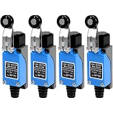 GUUZI 4pcs Adjustable Momentary Roller Lever Arm Limit Switch ME-8104 Rotary Plastic NC-NO for CNC Mill Laser Plasma 0~250V/5