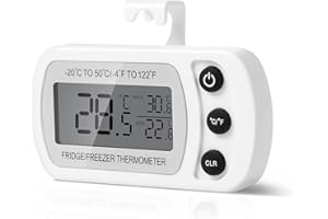 AIQINU AiQlnu Termometro Digitale del Frigorifero Cucina, Magnetico Termometro Display LCD con Gancio, Conversione ℃ /℉, Ideale per Casa, Ristoranti, Caffè (Bianco)