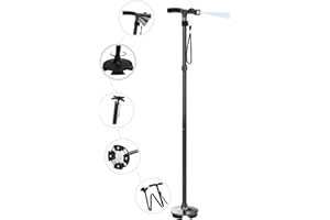ANDVARI'S Heavy Duty Super Stable Quad Base Walking Stick for Men and Women. Adjustable, Collapsible Lightweight Walking Sticks. Walking Stick with Light. Soft Grip Walking Aids Cane for Arthritis and Disabled