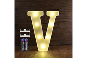 SMOTOT Lettres lumineuses à LED - Alphabet - Lampe lumineuse - Veilleuse - Décoration pour anniversaire, Noël, mariage, fête, Saint-Valentin - Avec 2 piles AA - Crochets sans trace