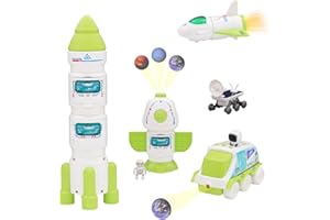 YULEYU Razzo Spaziale Giocattolo per Bambini, Space Shuttle Giocattolo con e Astronauta, Adatto a Bambini di 3, 4, 5, 6, 7, 8 Anni, Stimola Fantasia e Esplorazione Spaziale (Verde)