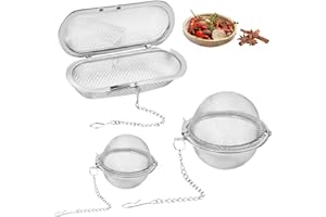 VGECEE 3 Stück Teesieb Edelstahl, Teeei für Losen Tee Tasse mit Kette Gewürzsieb Teekugel Tasse Tee Ei Sieb Gewürzkugel Teefilter Edelstahl Teebeutel Siebeinsatz,3 Größen, Ideal für Teekannen