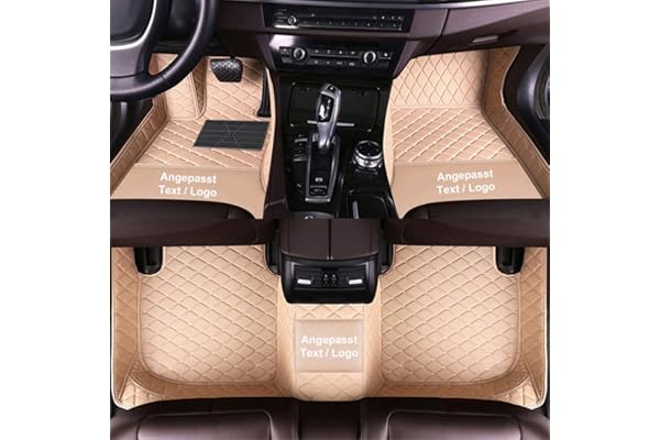 Alfombrillas en Cuero Personalizadas para Toyota Corolla CHR Land Cruiser Yaris Camry Highlander, Impermeable Antideslizante Alfombras de PU Cuero del Coche Beige