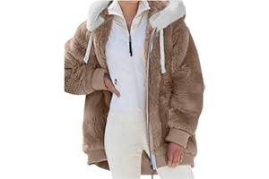NMSLCNM Veste Polaire Femme Chaude Zippée à Capuche - Manteau Blousons Sweats Cardigan Teddy D'hiver Grande Taille - Manche Longue Casual