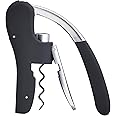 BarCraft Deluxe Corkscrew, Wine Bottle Opener with Built-in Foil Cutter, Black & Chrome
