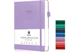 2026 Weekly Monthly and Daily Planner, A5 Notebooks, with Elastic Closure, Thick Cover Paper, for Office, School, Home, 388 Pages (Purple)