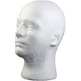Flybuild Male Mannequin Styrofoam Foam Manikin Head Model Wig Glasses Hat Display Stand Man White