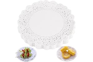 QYEHF Sottotorta Rotondo in Carta,150 pezzi centrini di carta in pizzo bianco per assorbire l'olio carte decorative da tavola tovagliette strumenti da forno accessori