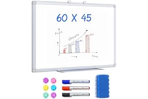 ‎MAXTEK maxtek Whiteboard Magnetisch, 60 X 45 cm Magnettafel White Board Magnetwand mit 3 Whiteboard Stifte, 6 Magnete and 1 White Board Radiergummi, für Schule, Haus und Büro