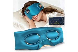 MUSICOZY Silk Sleep Mask Headphones,Pure Mulberry Silk 100% Blackout 3D Deep Eye Mask with Headphone,Ultra Soft&Comfortable Sleep Headphones Breathable Sleeping Mask with 14H Playtime&Bluetooth 5.4