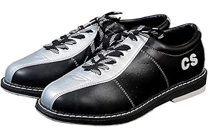 FJJLOVE Männer Frauen Bowls Schuhe, echtes Leder Leichte atmungsaktive Bowling Trainer Indoor Outdoor Non-Slip-Turnschuhe,Silber,42