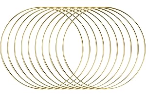 ALEMIN 10 piezas 20 cm de Largo Metal Floral Corona de Aros de macramé Oro Anillos de aro para Hacer decoración de Corona de Boda y Bricolaje atrapasueños para Colgar en la Pared Manualidades