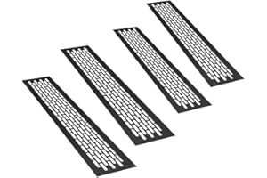 sossai® Grille de ventilation en aluminium - Alucratis (4 pièces) | Rectangulaire - dimensions: 44 x 8 cm | Couleur: noir | grille d'aération