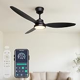 132cm Modern Goes Uzaktan Kumandalı 3 Kanatlı Uygulamalı Tavan Vantilat&ouml;r&uuml; Ve Led Lamba Işık 64W Siyah-Siyah