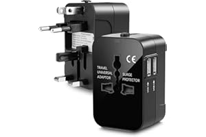 Adaptateur de Voyage, Adaptateur Universel Prises Anglaise/Europe/Americaine/Australie Prises de Voyage Internationale avec 2 Prise