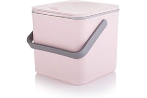 Minky Homecare Kitchen Compost Bin – Countertop Food Waste Caddy with Easy Wipe Clean Interior – Made in The UK - 3.5L (0.9 gal.) (Pastel Pink)