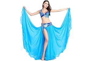 ROYAL SMEELA Danse du Ventre Jupe Ceinture Soutien-Gorge Sexy Costume Danseuse Orientale Professionnel Performance Ensemble Soutien-Gorge Ceinture Jupes Longue 3 pièces Tenue Danse Orientale Femme