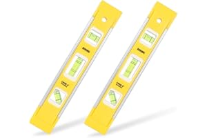 DOWELL 9 pouces torpille de niveau de boîte magnétique (2PCS), 3 bulles différentes / 45 ° / 90 ° / 180 ° mesurant le niveau de torpille résistante aux chocs
