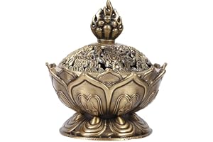 Akozon brons zinklegering 2 delar färger vintage återflöde rökelsebrännare censer pinne konhållare kinesisk mini censer ornament för hem kontor dekoration