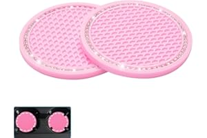 JJiaoLinin Auto Getränkehalter Untersetzer,2 Stück Universal Auto Getränkehalter Einsatz Bling Bling Strass Auto Dekor Zubehör Anti-Rutsch Auto Untersetzer Rosa