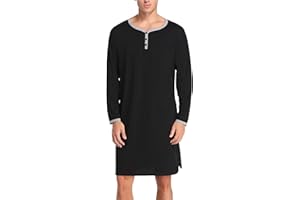 Sykooria Camisón de Hombre Algodón Pijama de Manga Larga Camisetas de Pijama para Hombre