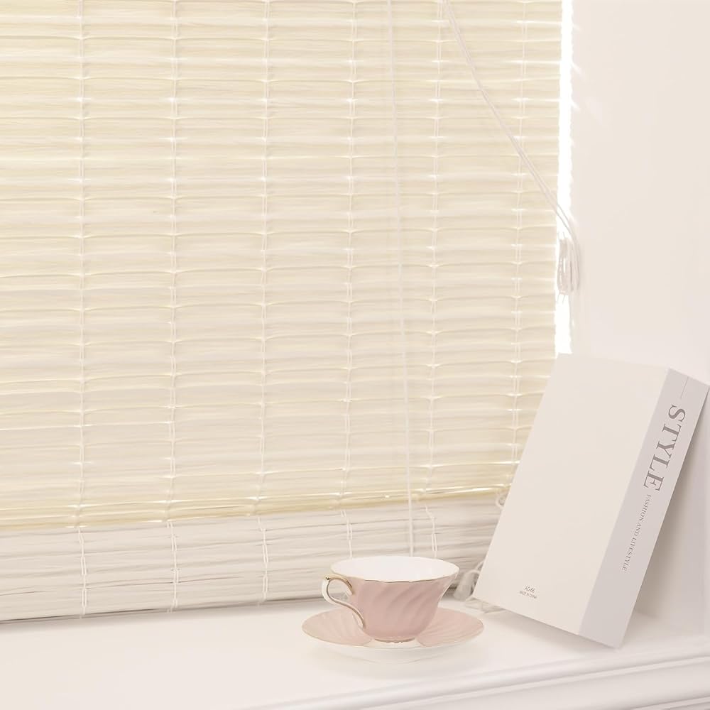 Severhome Panama Rattan Stor Perde, Doğal Hasır Desen,Jaluzi,UV Dayanıklı Özel Plastik Malzeme,Su ile Temizlenebilir. (Offwhite/Kırık Beyaz, 80x180 cm)