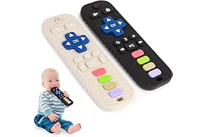 Hooku 2 Pack Silicone Teethers for Babies 0-6 Months, Teething Toys for Babies 6-12 Months, Baby Remote Control Toy, Infant Toys 0-3 Months, Sensory Chew Toys, Toddler Newborn Baby Gifts